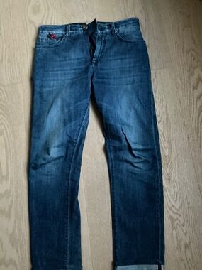 Isaia Dark Blue Slim Straight Jeans